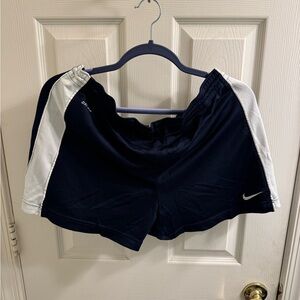 Nike Women's Navy and White Athletic Shorts